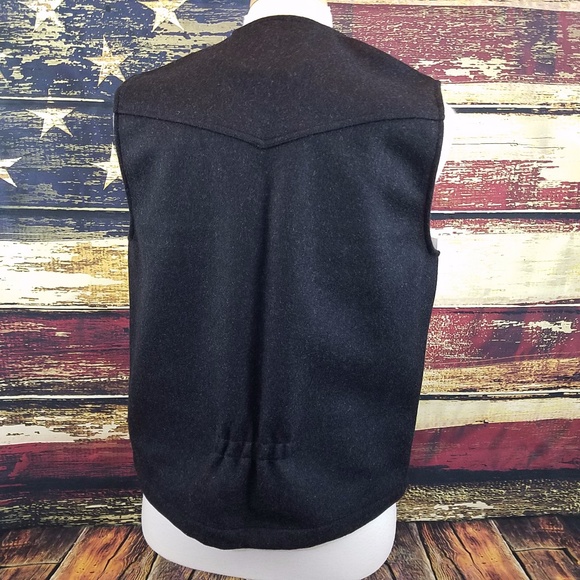 MENS BUCKAROO AUSTRALIAN WOOL COWBOY VEST - BLACK - Picture 5 of 8